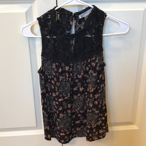 Wallflower Tops - Black Lace Floral Tank Wallflower Tops - Black Lace Floral Tank